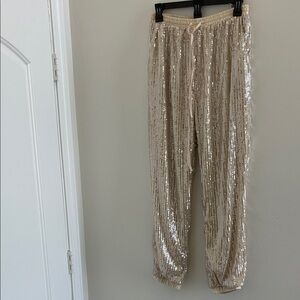 Elegant Gold Sequin Joggers
